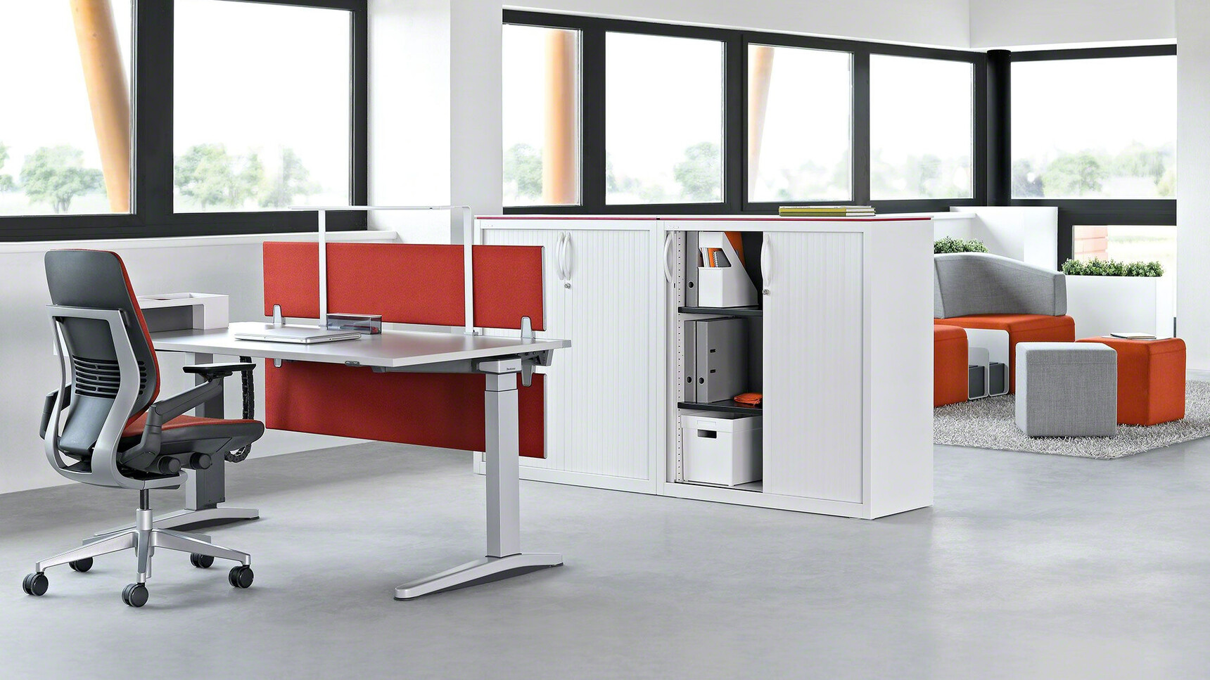 Steelcase Gesture Shell Back Office Task Chair Insitu At Height Adjustable Desk