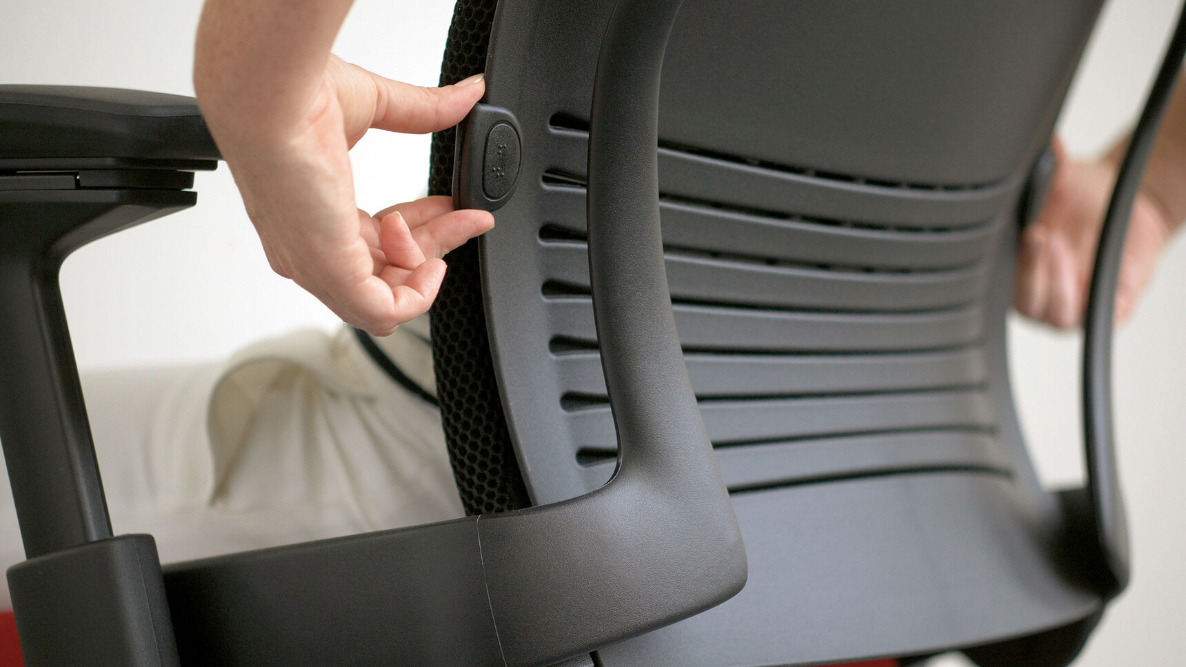 Steelcase Leap V2 Office Chair With Headrest Showing Lumbar Support Detail Image