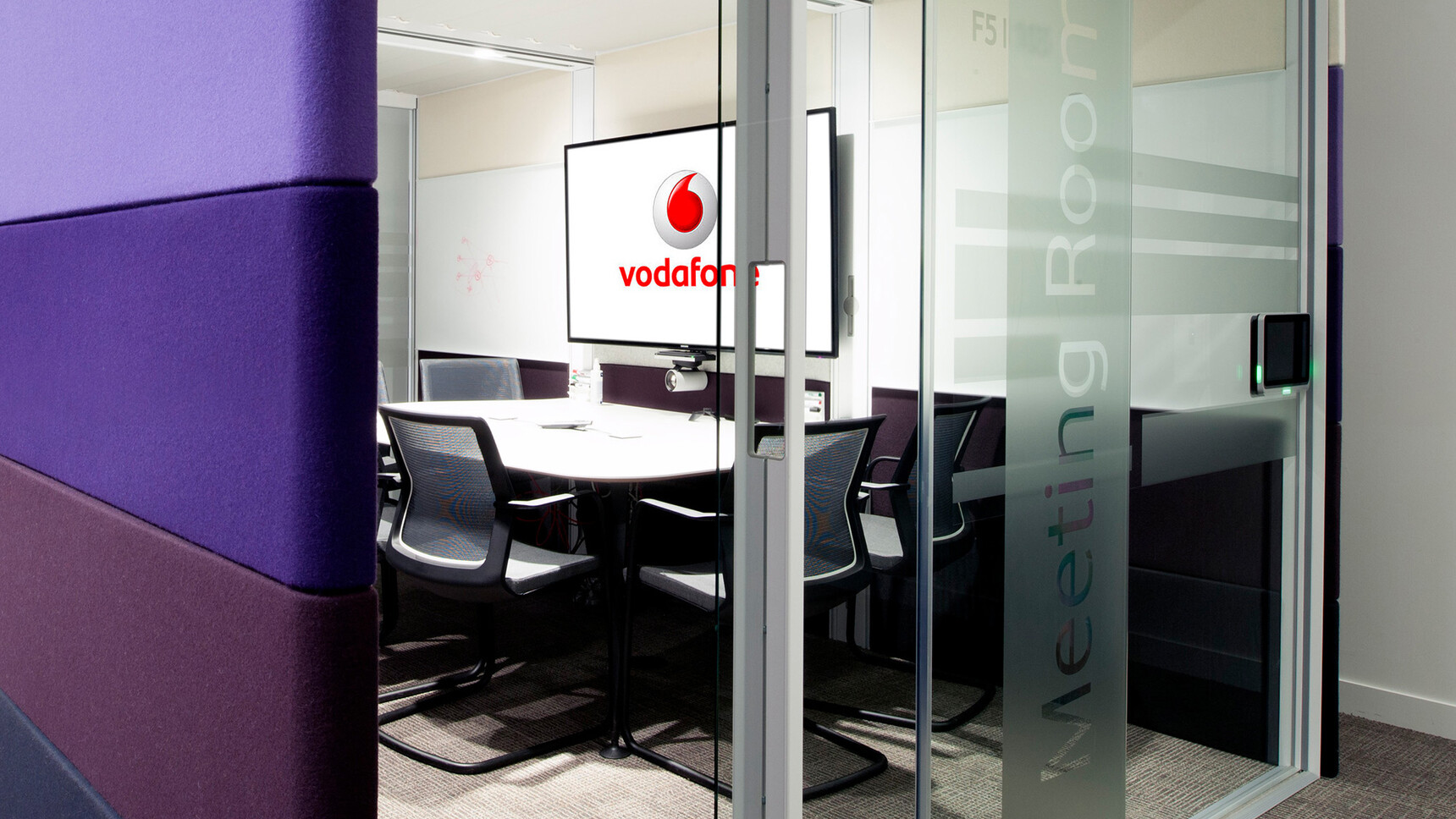 Orangebox Workday Cantilever Armchairs With Grey Seat Upholstery And Black Legs In Meeting Room