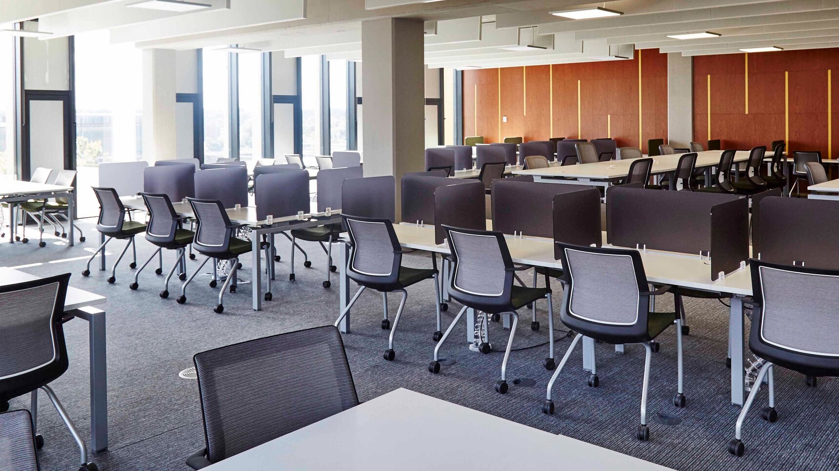 Orangebox Workday 4 Leg Armchairs In Office Setting At Desks