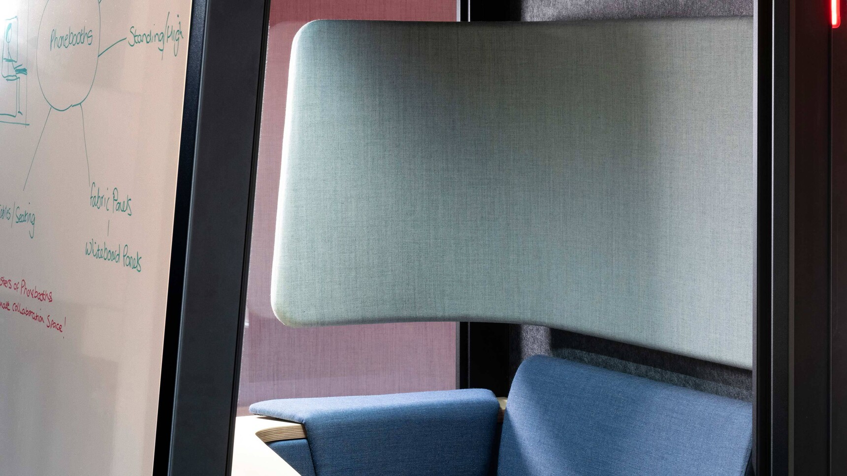 Orangebox On The QT Personal Pod With Blue Upholstery Detail Image