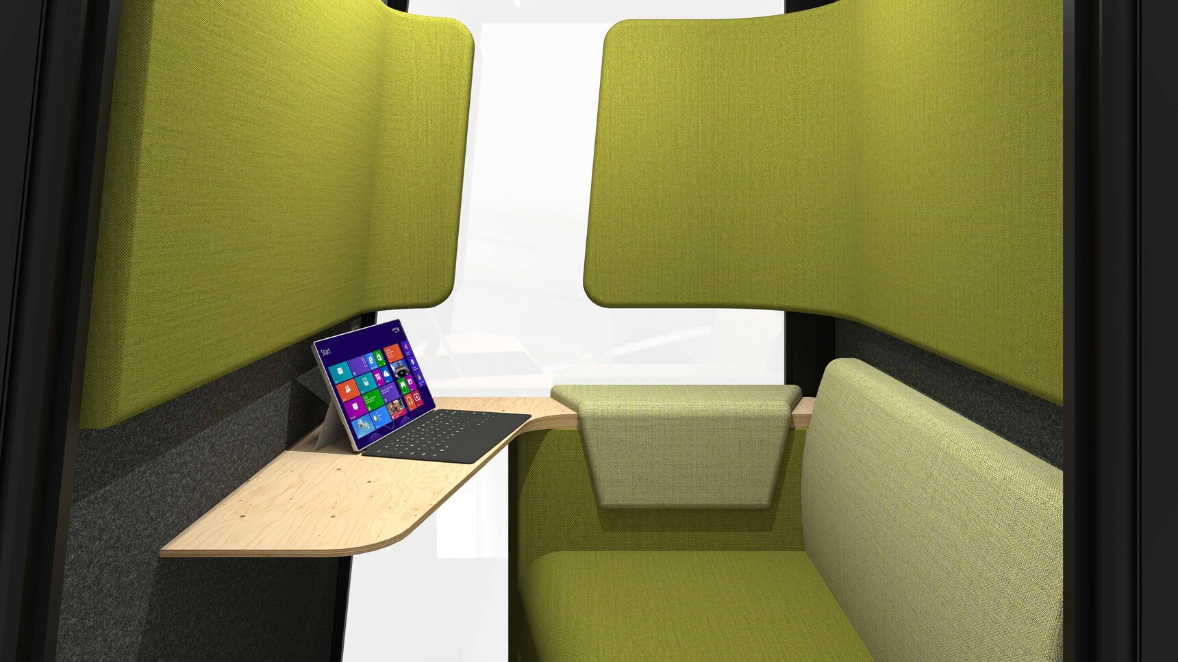 Orangebox On The QT Personal Pod With Green Fabric Detail Image