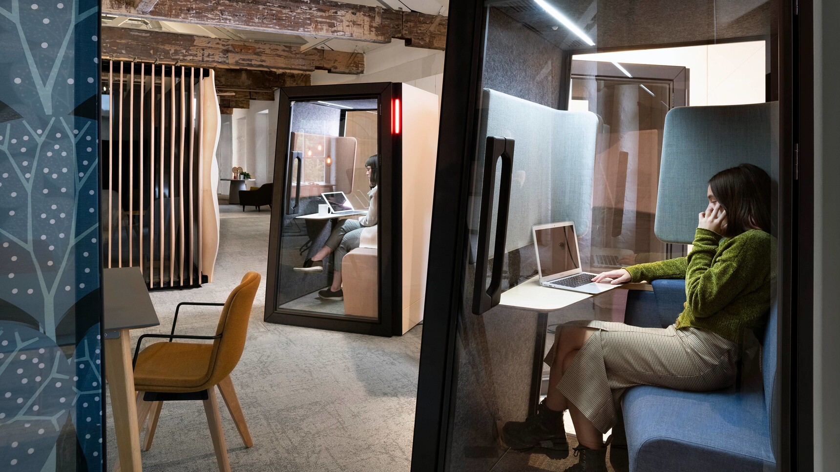 Orangebox On The QT Personal Pods In Use In Office Setting