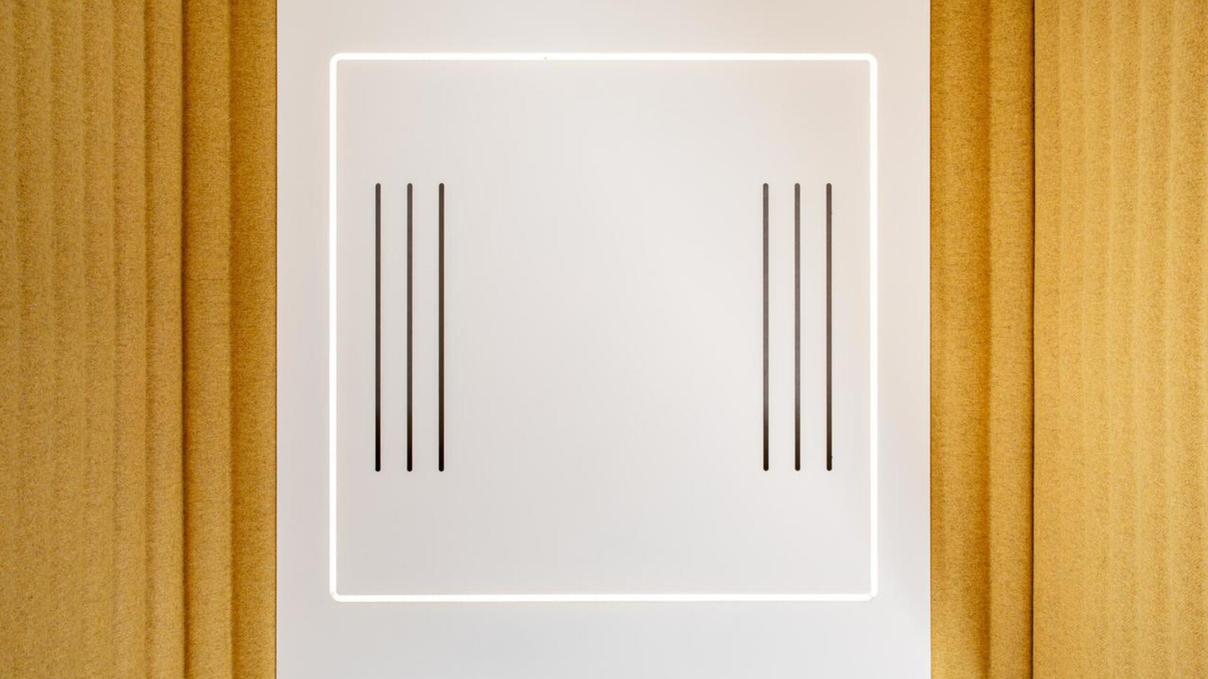 Buzzi Space BuzziNest Booth With Yellow Interior With White Ventilation Duct Detail Image