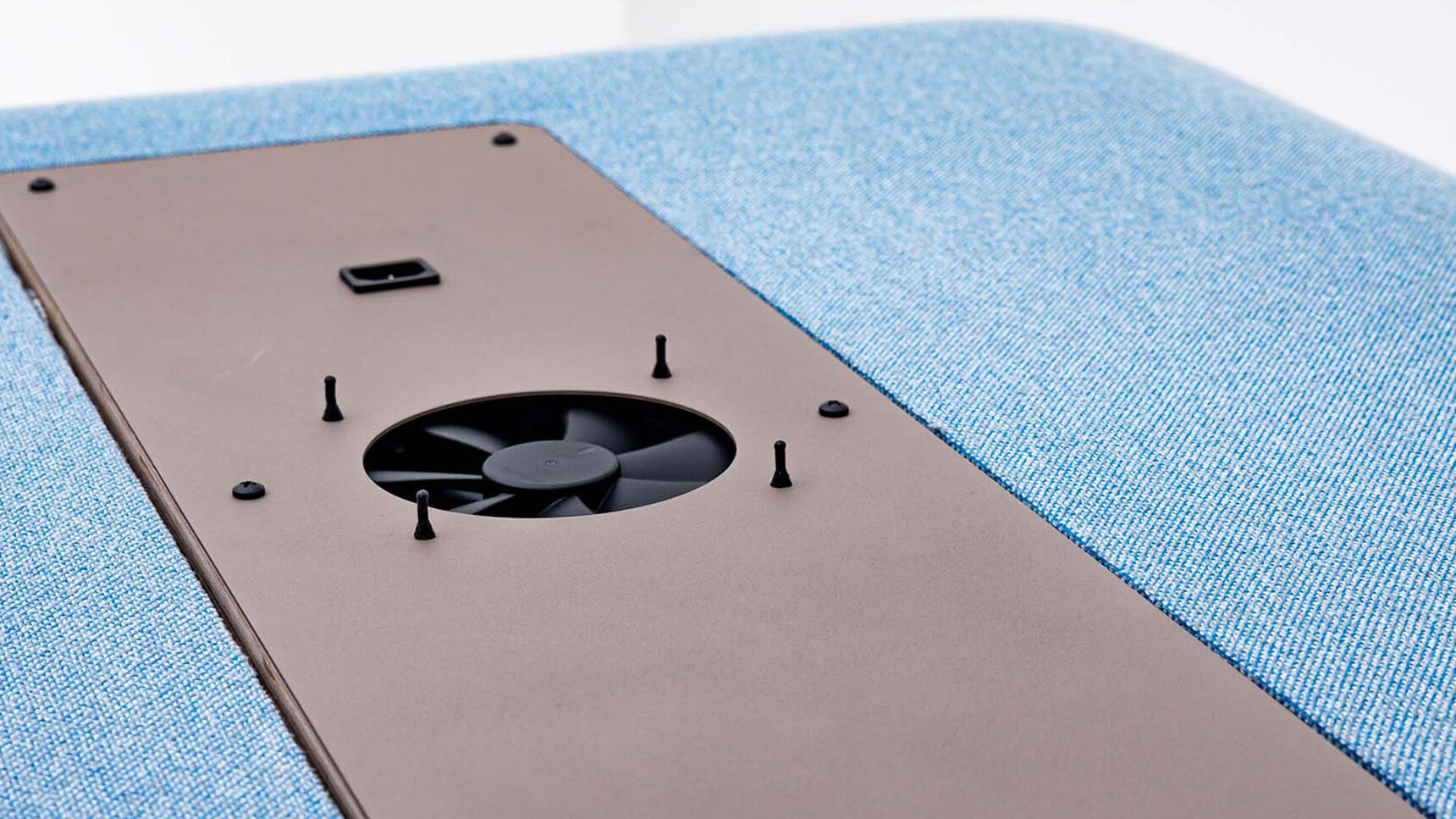 Buzzi Space BuzziNest Booth With Blue Fabric And Ventilation Detail Image