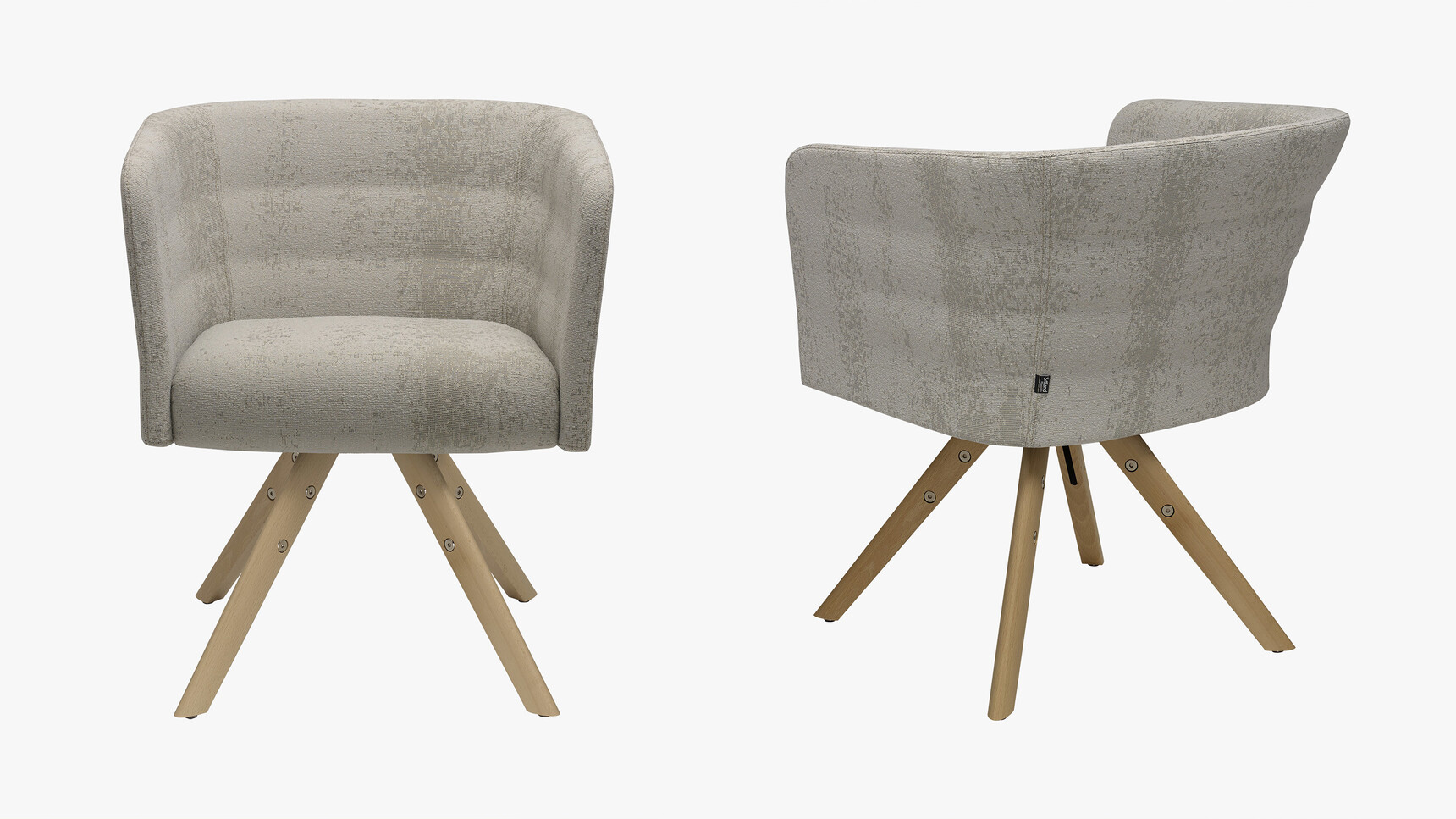 Sitland Cell 75 Armchair With Wood Base And Grey Fabric Family Image On White Background