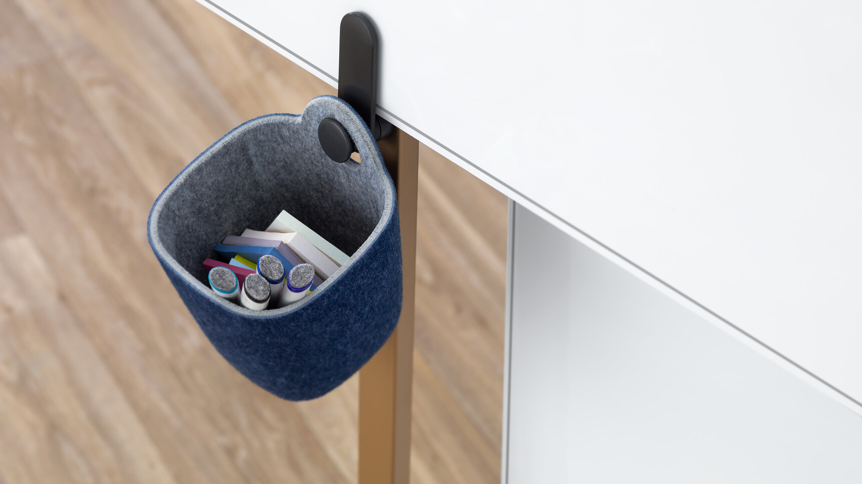 Steelcase Flex Table With White Top Detail Image Of A Small Basket