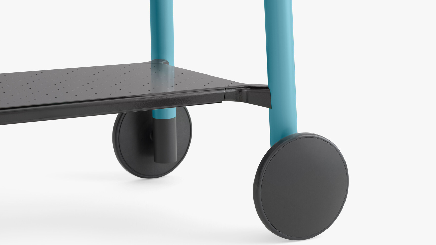 Steelcase Flex Table With Blue Detail Image Of The Wheels