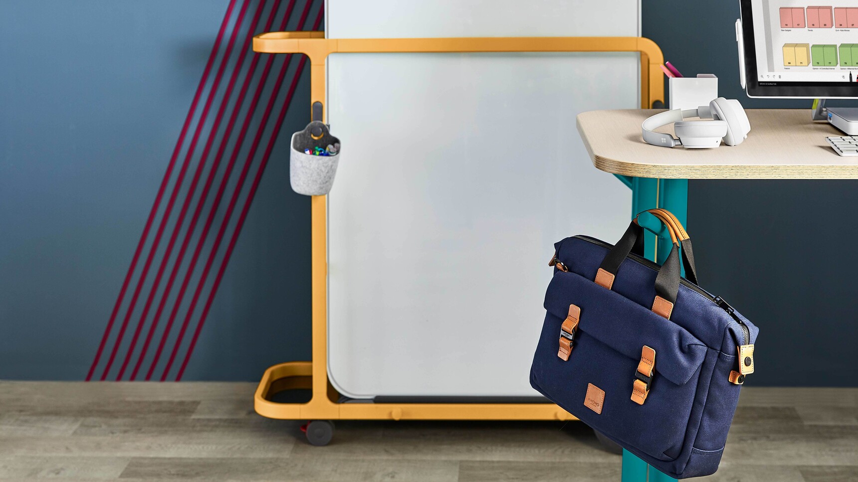 Steelcase Flex Carts With Yellow Finish With Whiteboard Detail Image