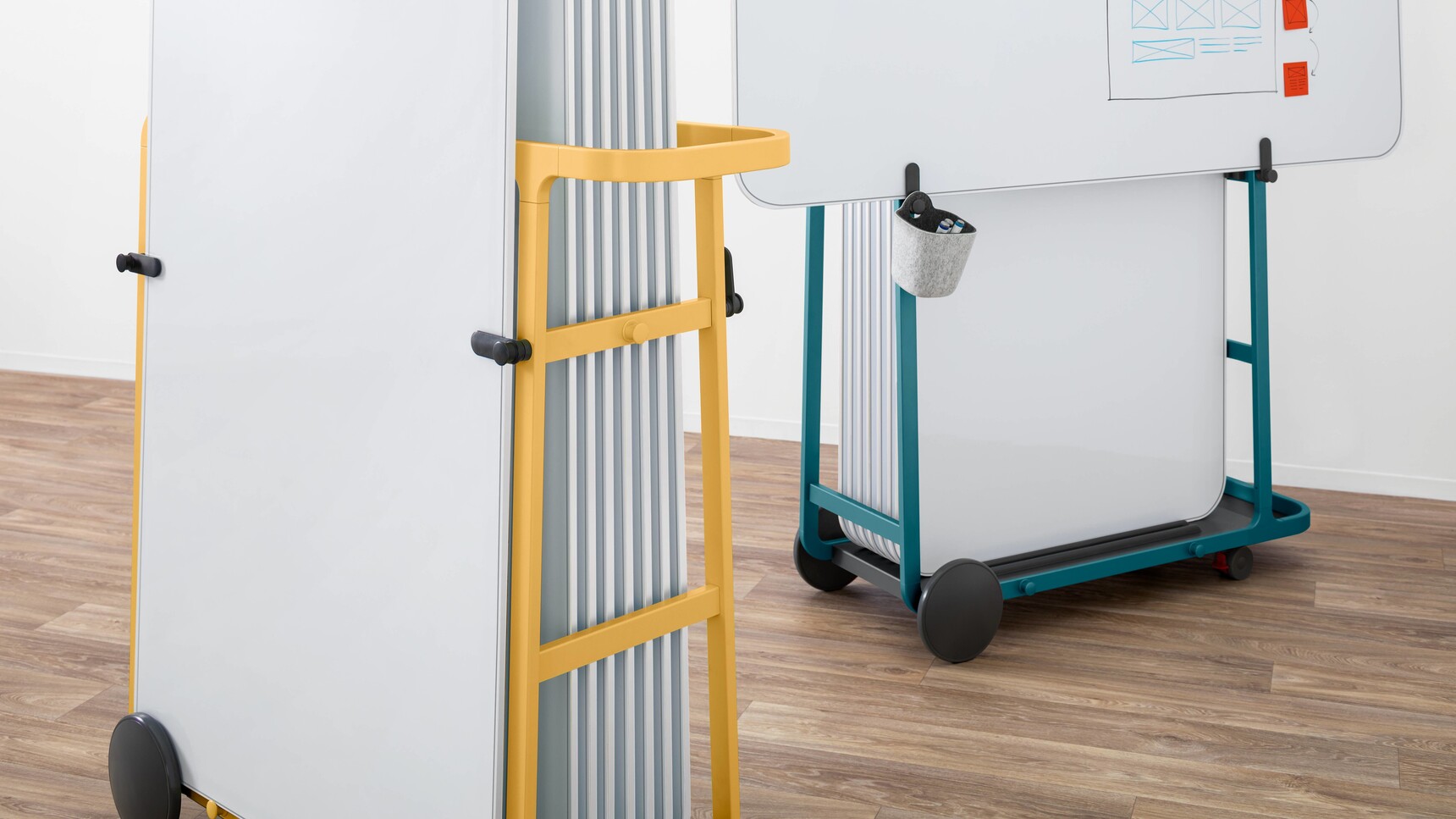 Steelcase Flex Whiteboard Solutions Sitting In Team And Board Carts Detail Image