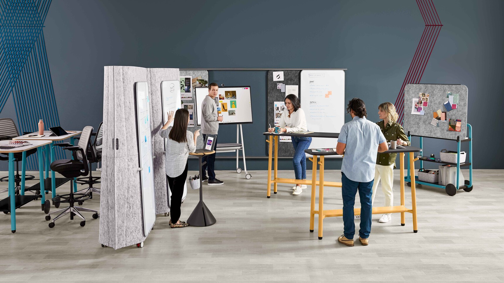 Steelcase Flex Whiteboard Solutions With Flex Tables And Acoustic Boundary Family Image