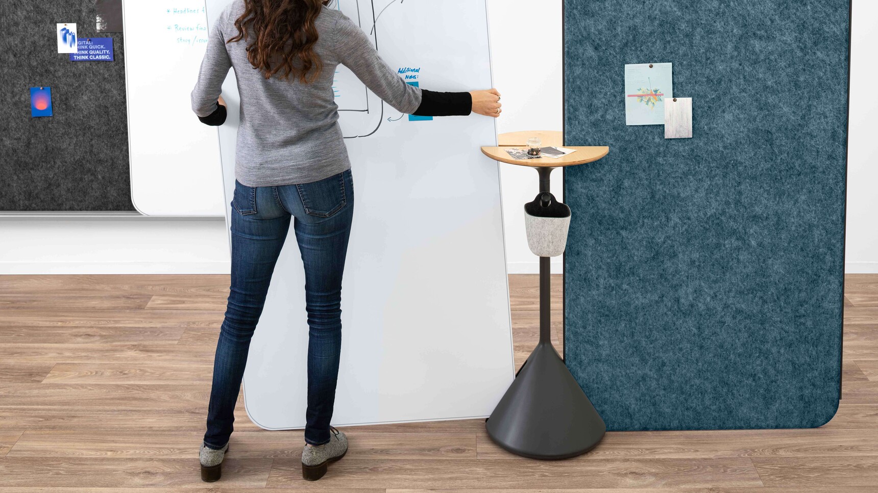 Steelcase Flex Whiteboard Solutions With Acoustic Screens And Stand Detail Image