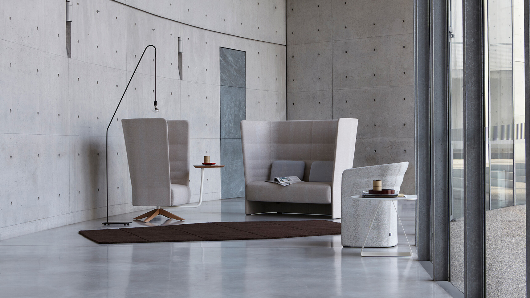 Sitland Cell 128 Armchair With Wood Base With Two Seater Cell 128 Sofa Family Image