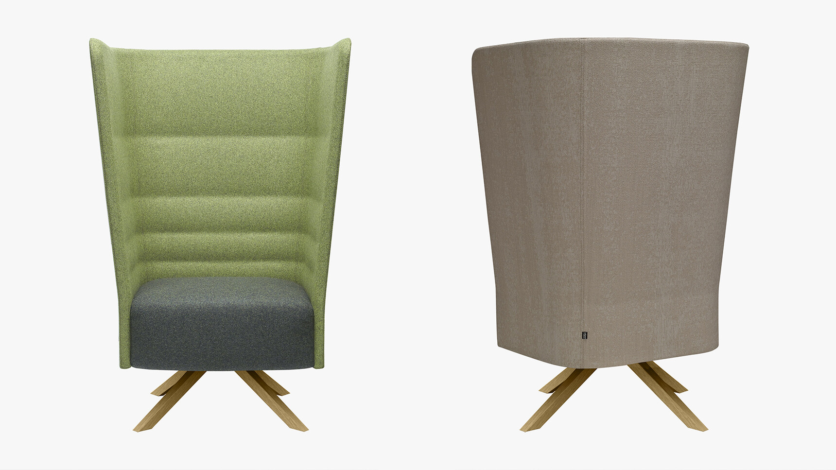 Sitland Cell 128 High Back Armchair With Wood Base On White Background