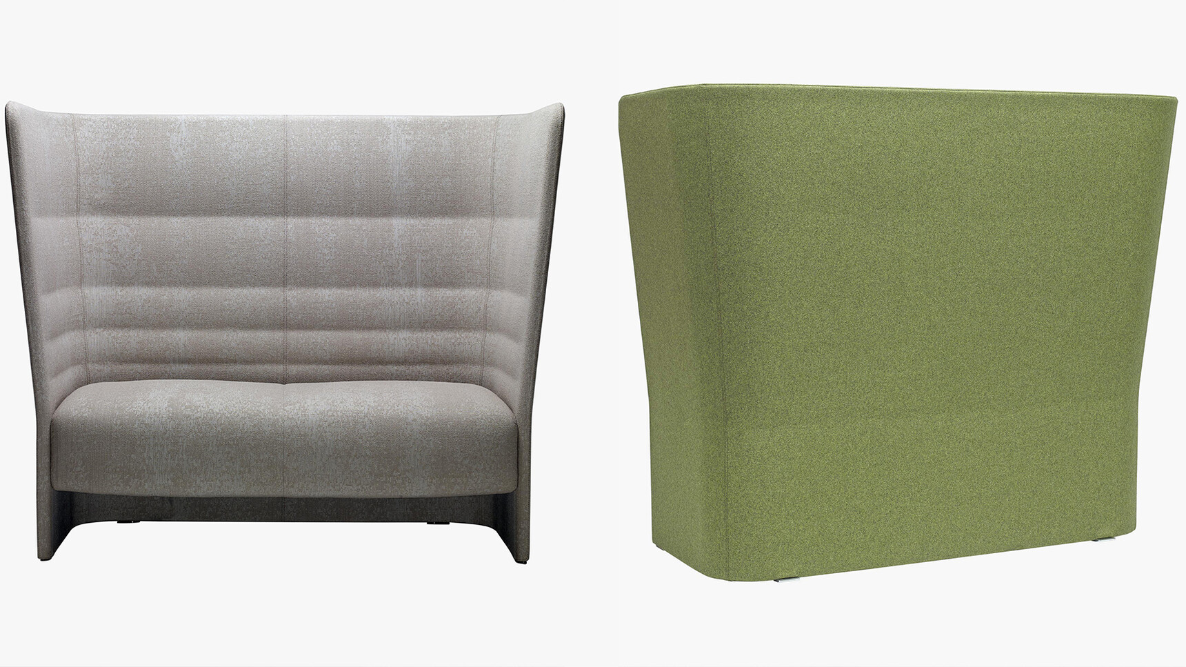 Sitland Cell 128 High Back Sofas With Floor-Standing Base With Green Finish On White Background