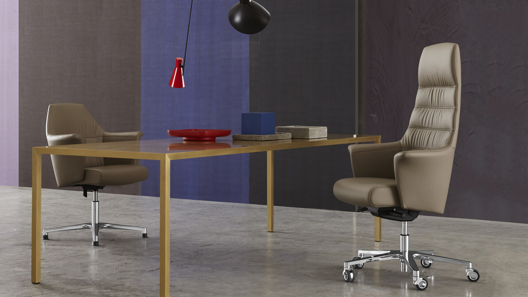 Sitland Of Course High Back Executive Office Chair With Beige Leather Upholstery At Desk With Low Back Office Chair Family Image