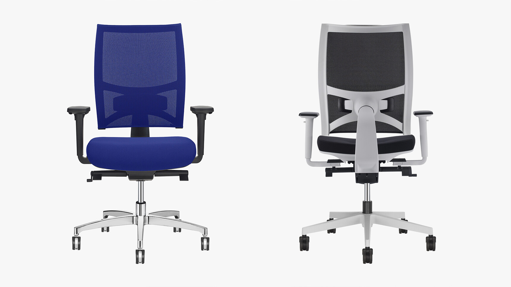 Sitland Fresh Air Executive Office Chair With Blue And Black Upholstery On White Background