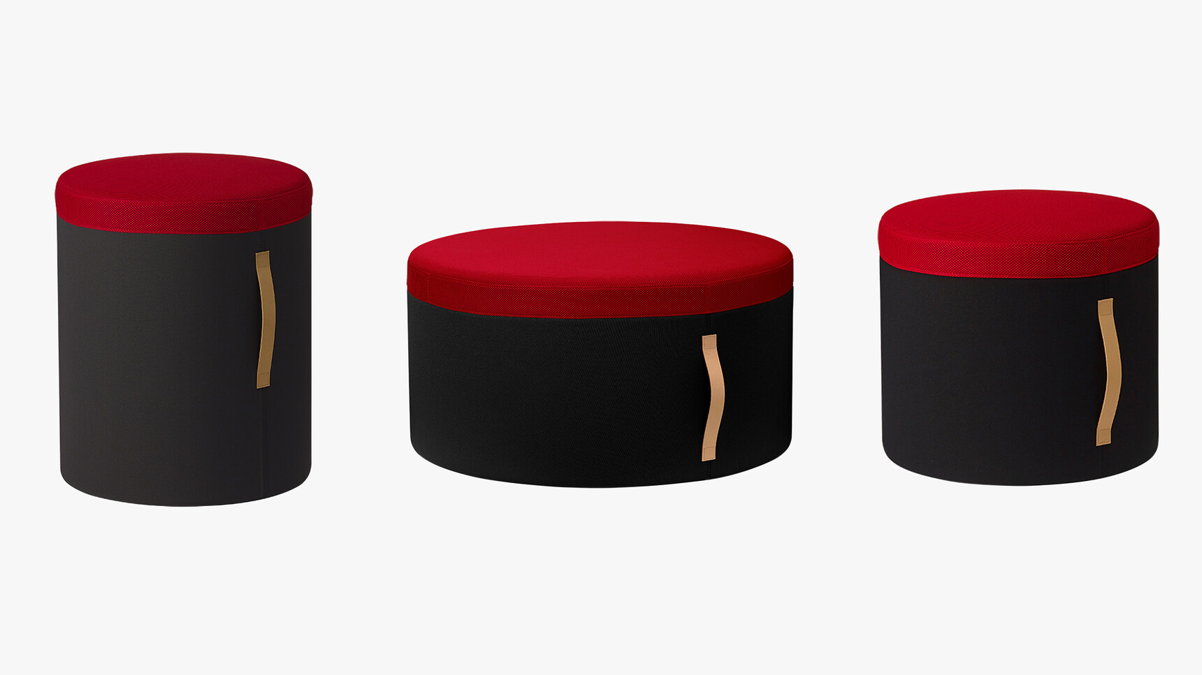 Sitland Dodo Pouffe Family Image Showing Three Heights