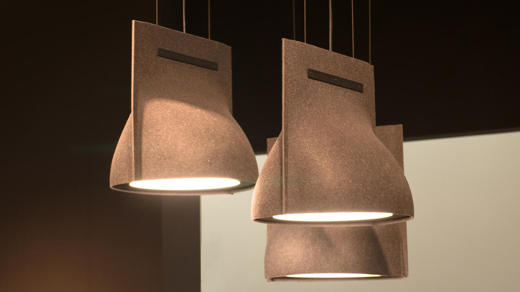 Three Buzzi Space BuzziBell LED Lights In Brown BuzziFelt Fabric Family Image