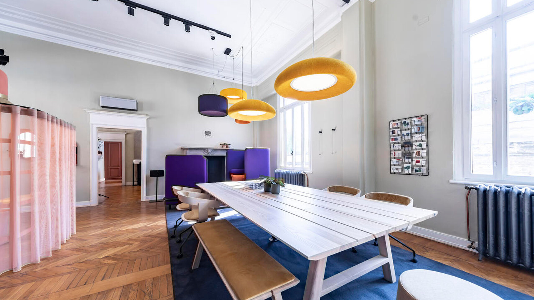 Buzzi Space BuzziDome LED Lights In Yellow Fabric Upholstery In Meeting Area Family Image