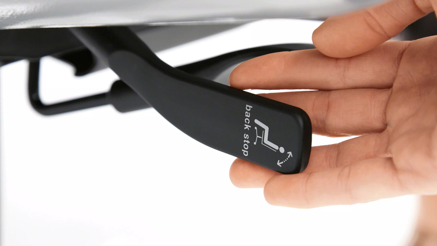 Steelcase Amia Platinum Office Task Chair Detail Image Showing The Back Being Adjusted