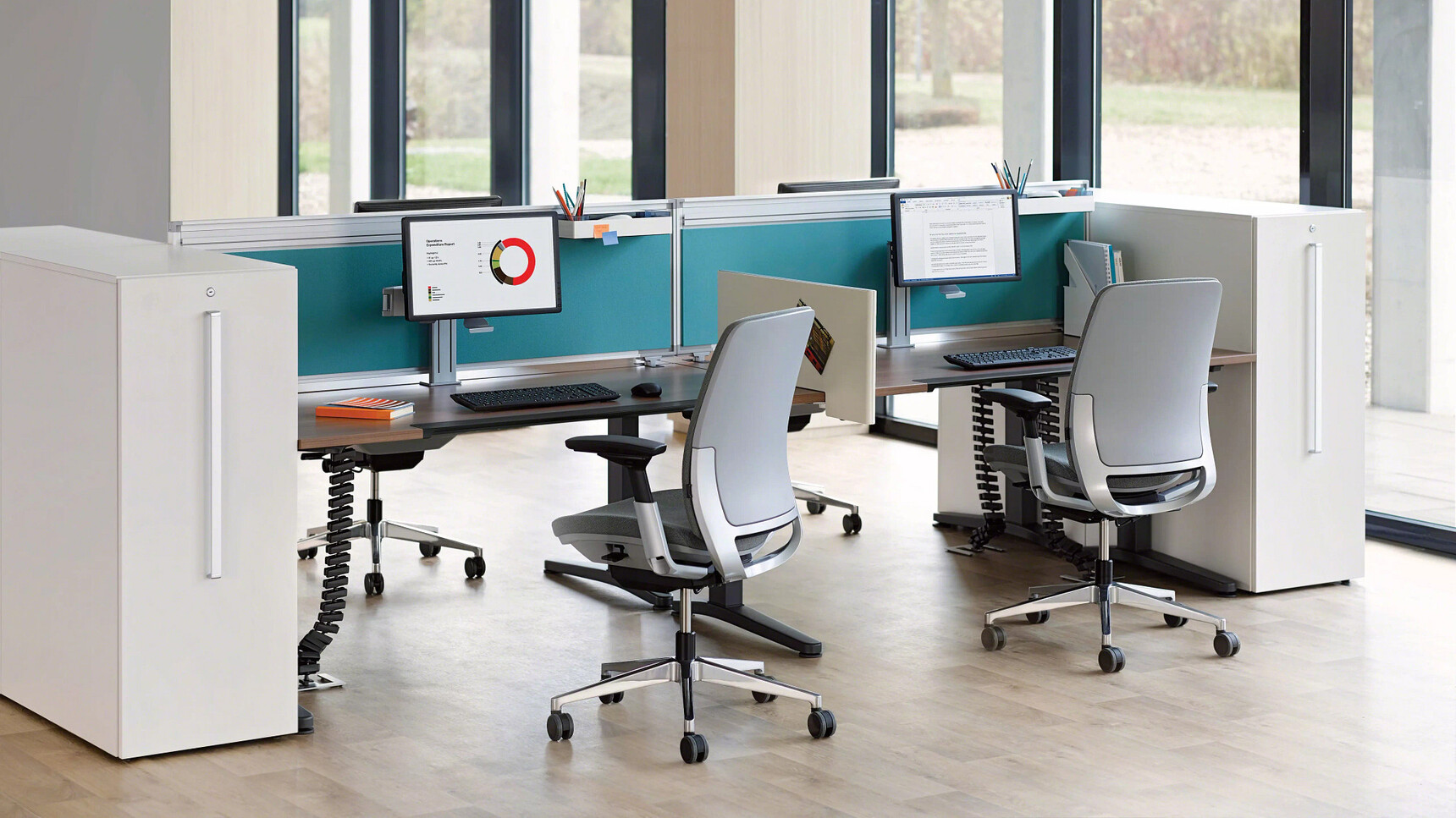 Steelcase Amia Platinum Office Task Chairs At Desks Family Image In Office Setting