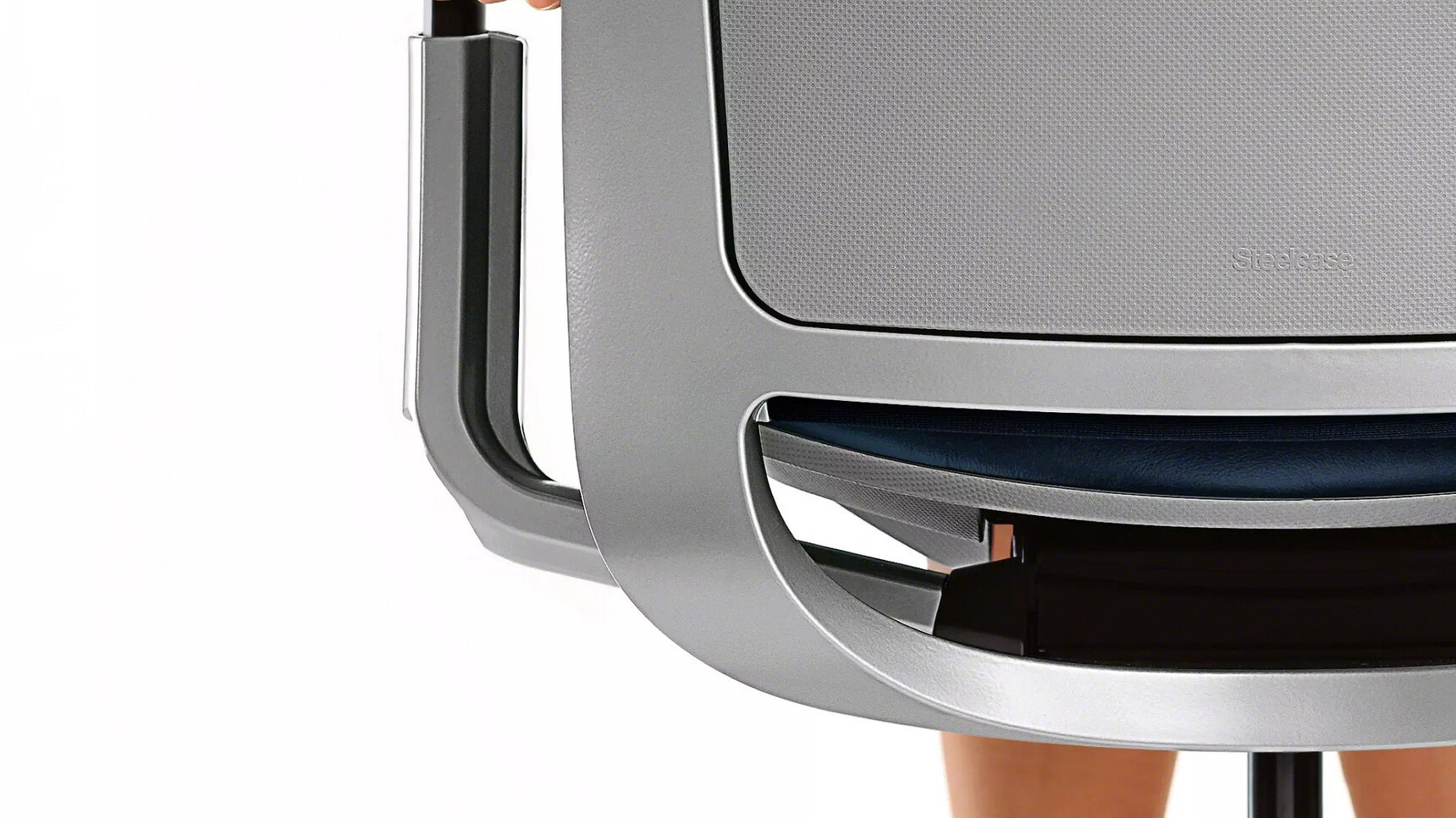 Steelcase Amia Platinum Office Task Chair Detail Image Of The Back Of The Chair