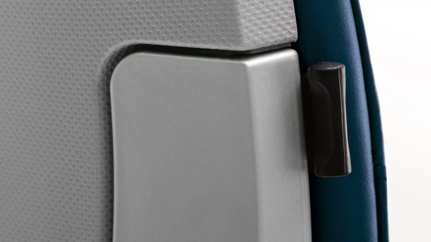 Steelcase Amia Platinum Office Task Chair With Blue Upholstery Detail Image Of The Back