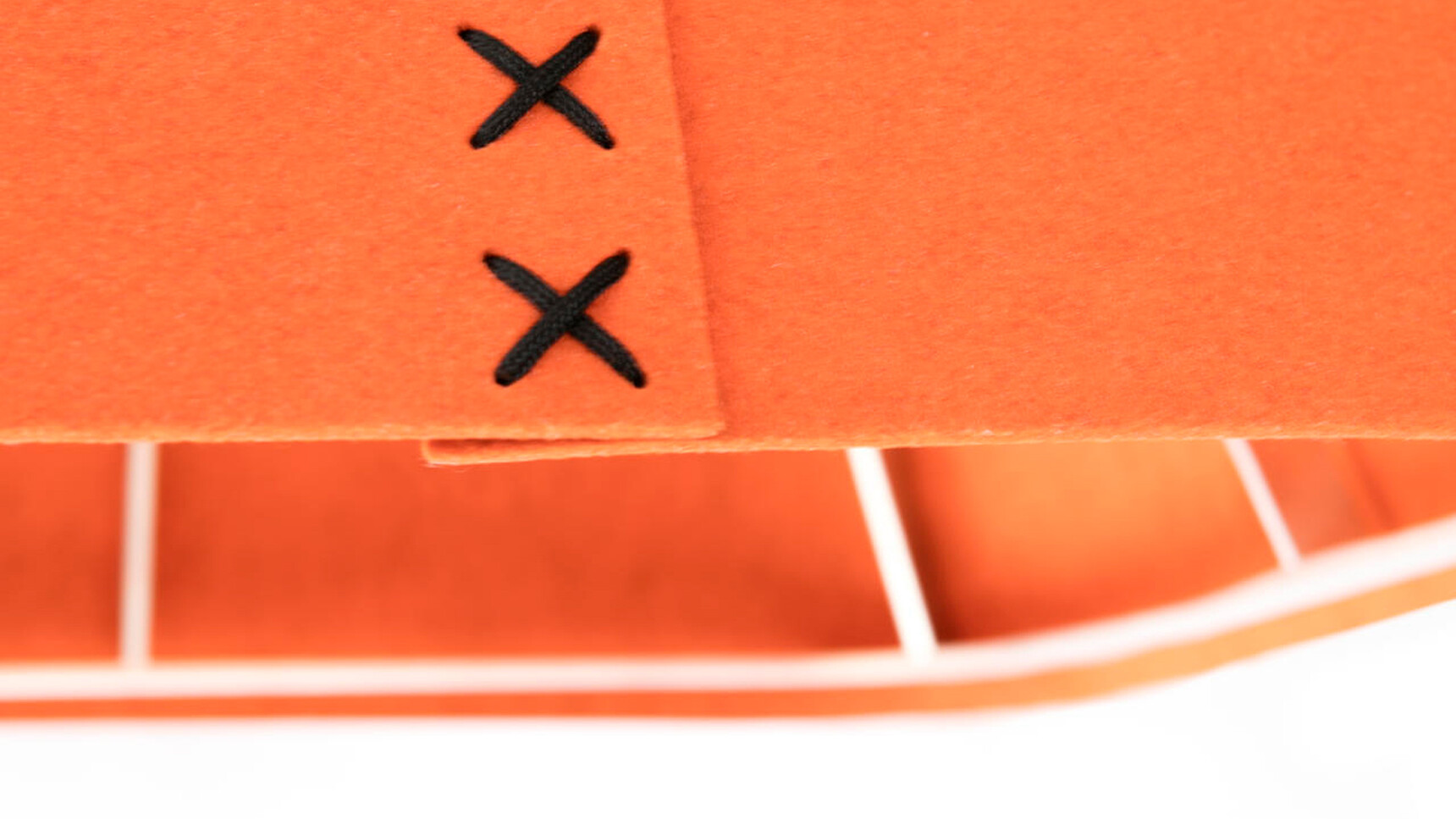 Buzzi Space BuzziShade Square Light With Orange Upholstery With Black Lace And White Frame Detail Image