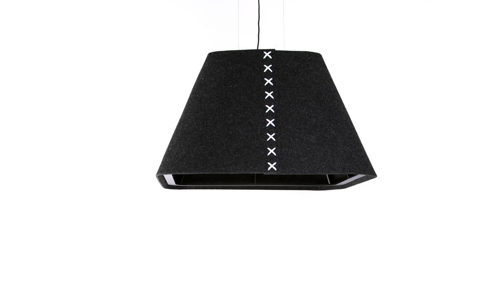 Buzzi Space BuzziShade Square Light With Black Upholstery And White Lace Family Image On White Background