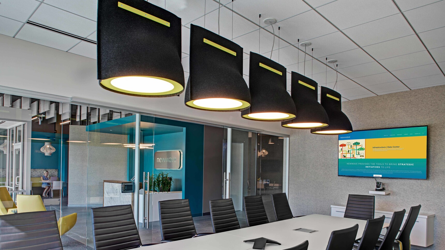 Buzzi Space BuzziBell LED Light With Black BuzziFelt In Meeting Room