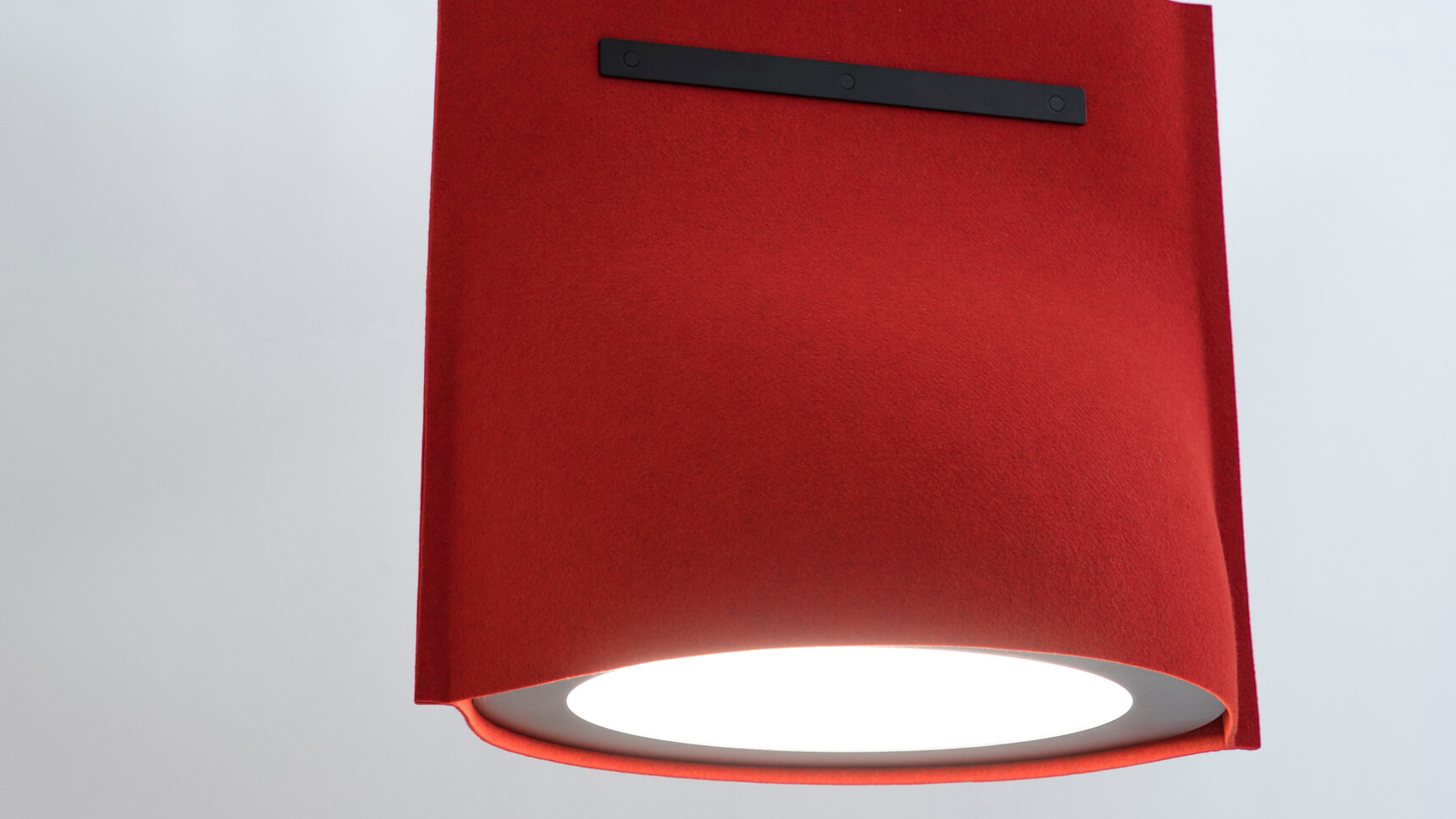 Buzzi Space BuzziBell LED Light With Red BuzziFelt Fabric Upholstery Detail Image
