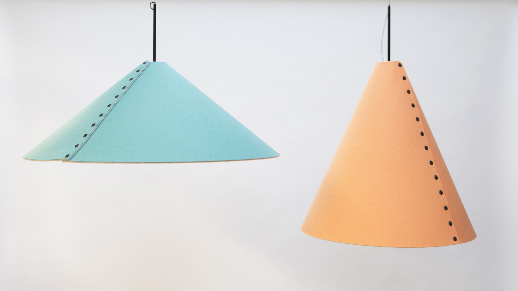 Buzzi Space BuzziCone 47 LED Light In Orange Upholstery And 102 LED Light Family Image On White Background