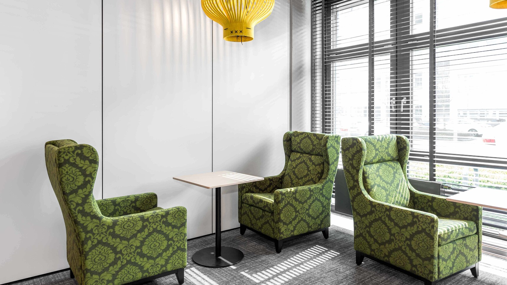 Buzzi Space BuzziLight Monos In Yellow Upholstery With Chairs Underneath Family Image