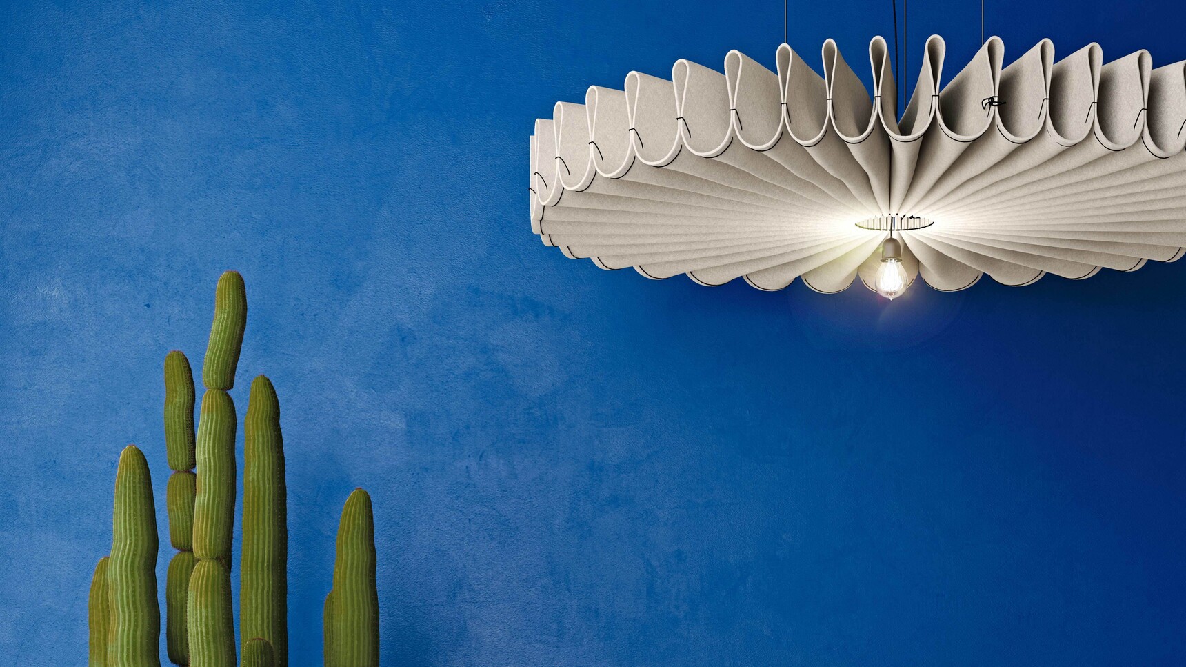 Buzzi Space BuzziPleat LED Ripple With Grey Finish Family Image With Cactus