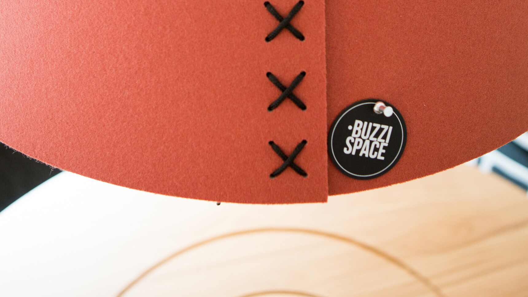 Buzzi Space BuzziShade Pendant LED Light In Orange Finish And Black Lace Detail Image Of The Shade