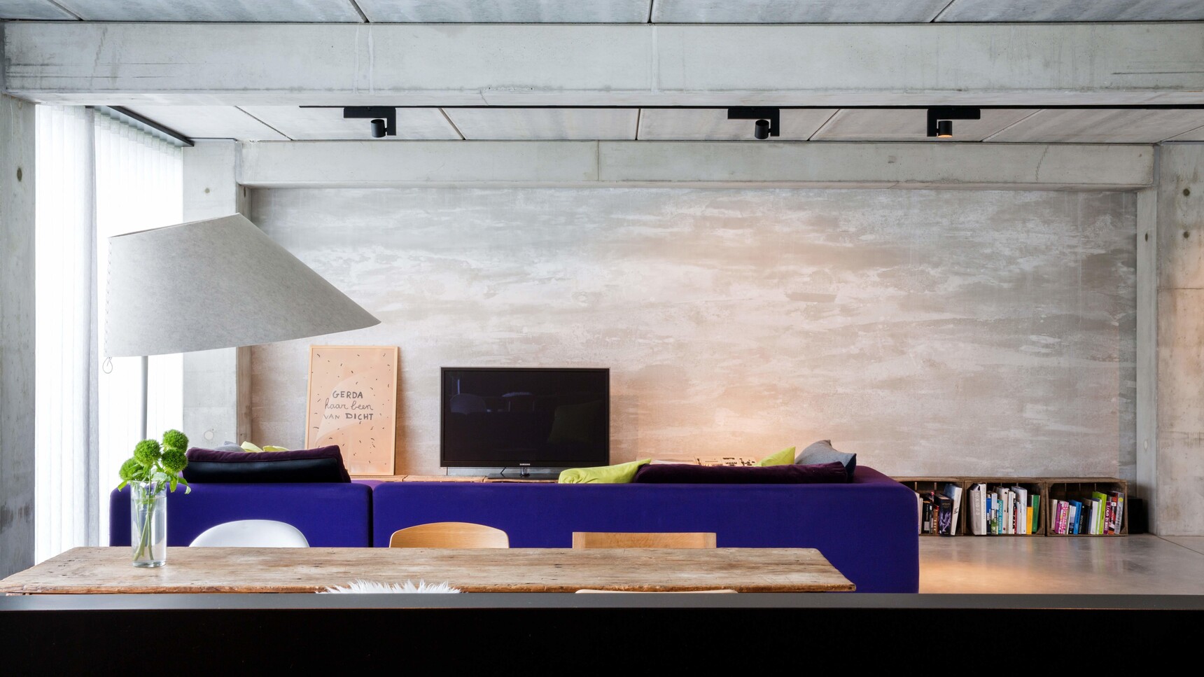 Buzzi Space BuzziShade Floor Standing Lamp With White Finish In Living Room Setting