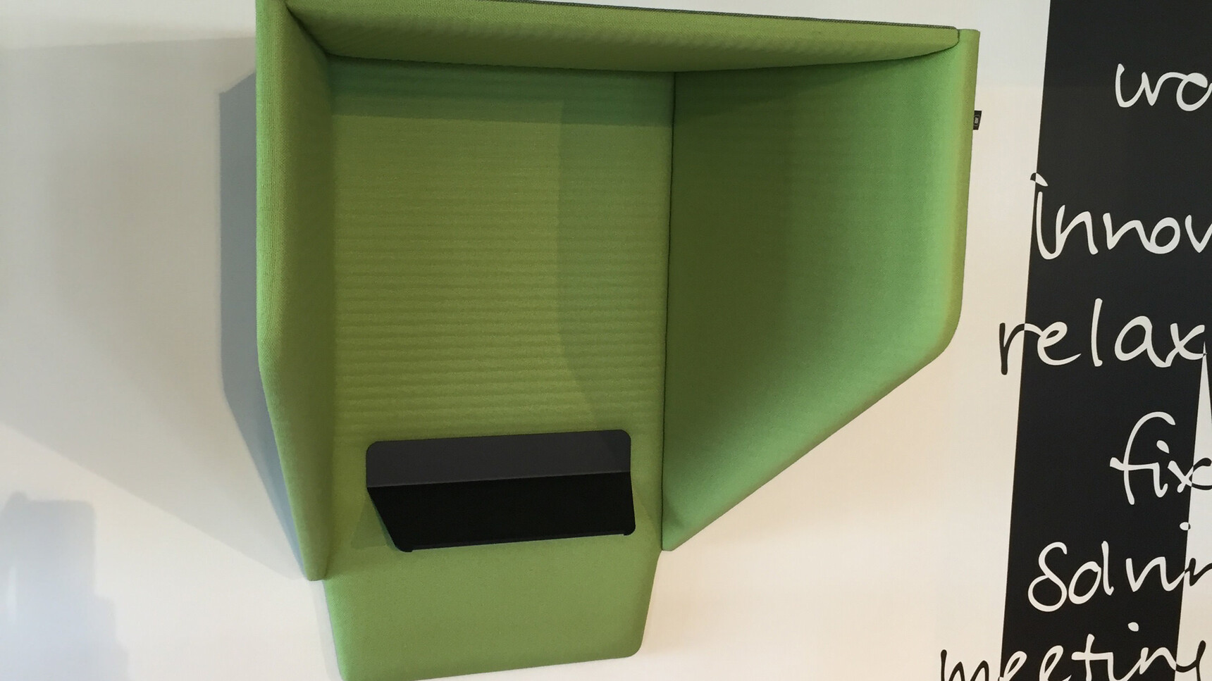 Buzzi Space BuzziHood Acoustic Element In Green Upholstery Detail Image