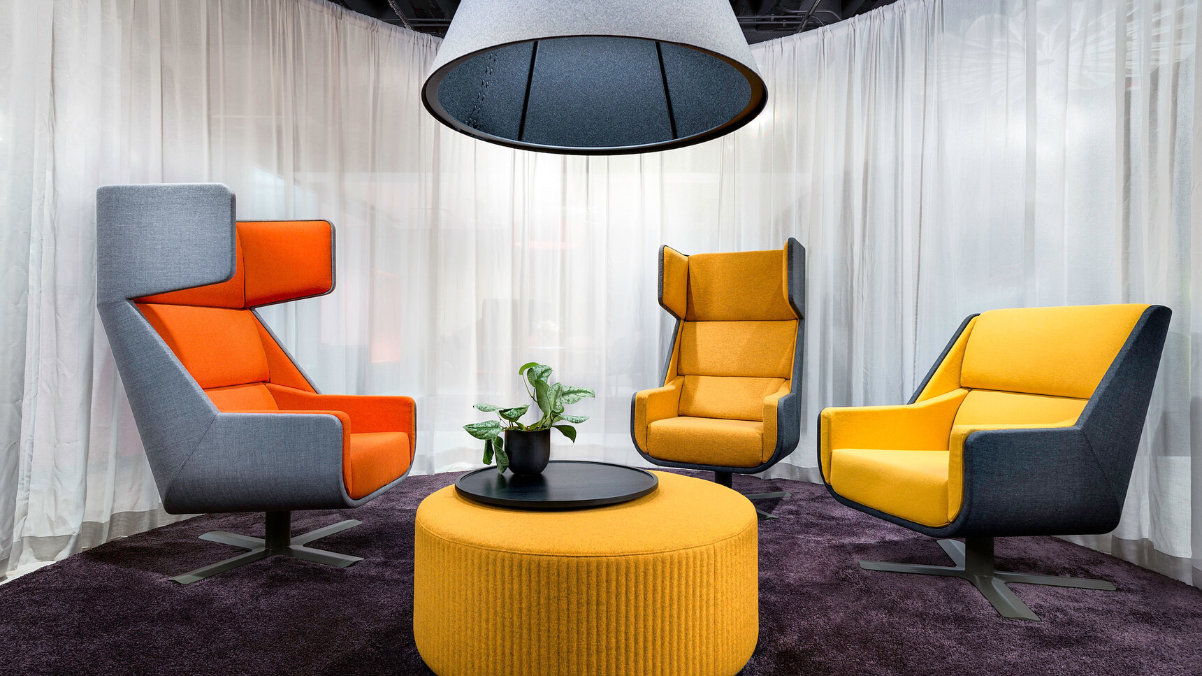 Buzzi Space BuzziMe Lounge Chairs In Various Fabrics Family Image Of Showroom