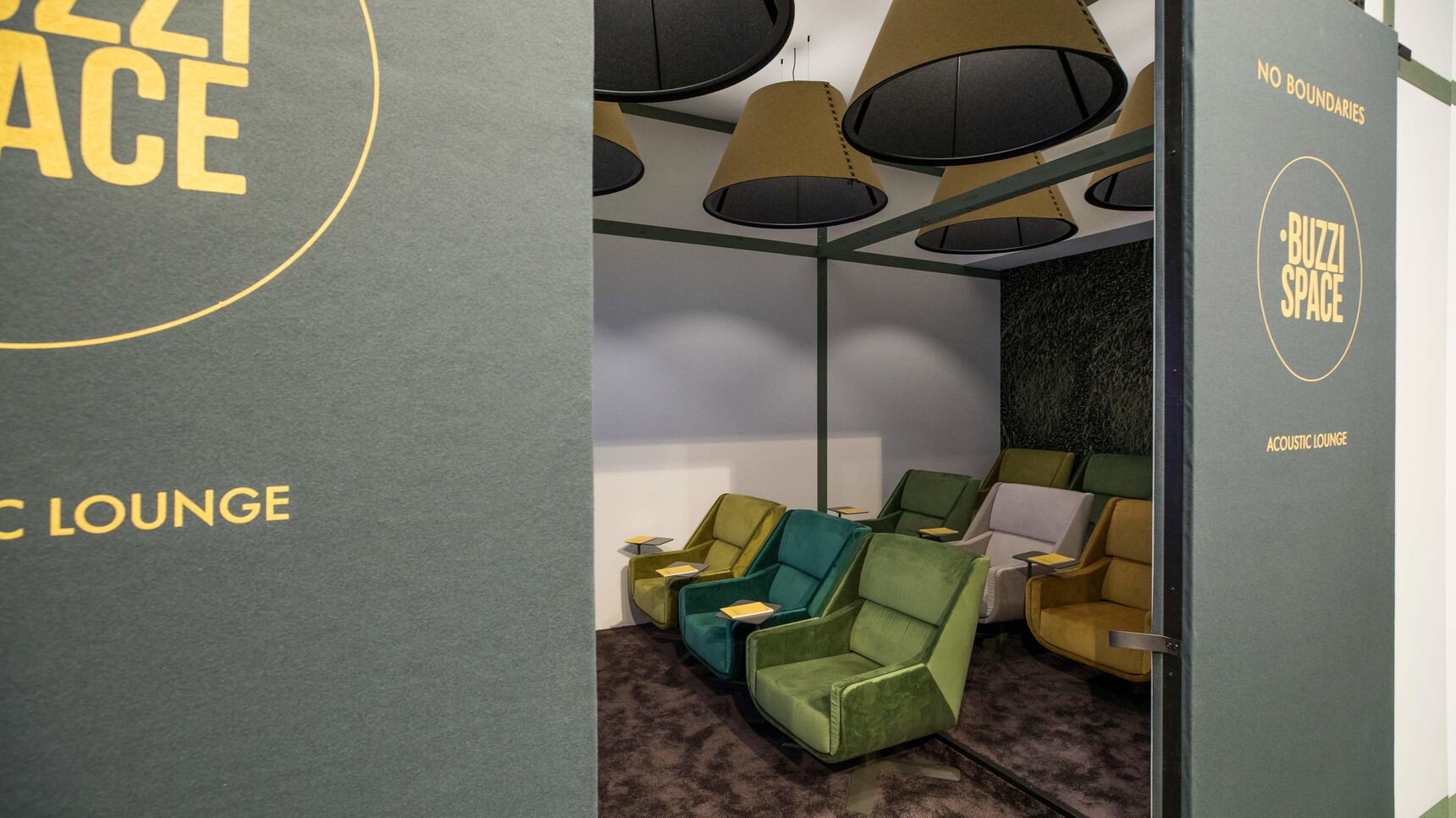 Eight Buzzi Space BuzziMe Low Lounge Chairs In Various Colours Family Image