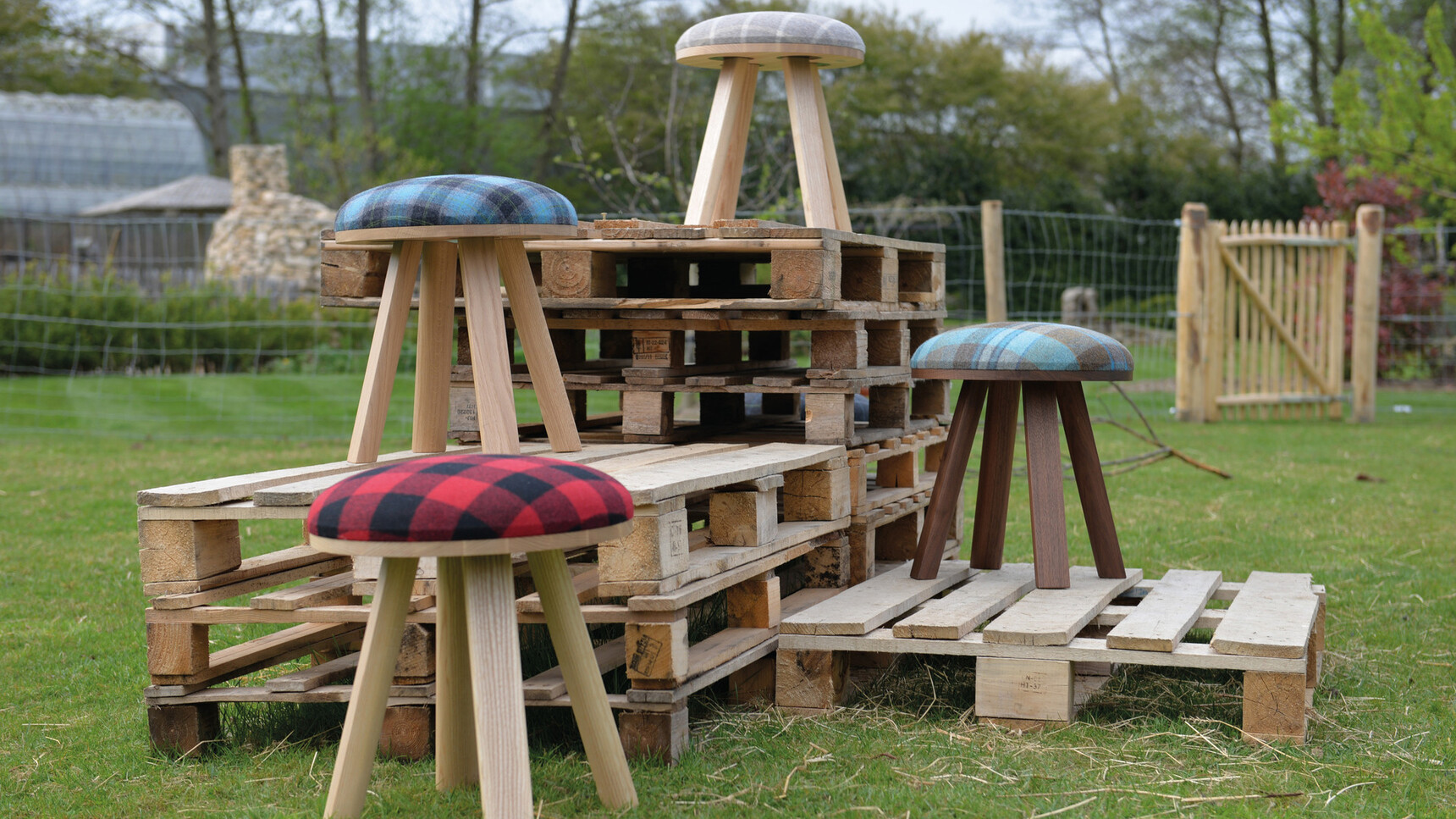 Four Buzzi Space BuzziMilk Stools On Pallets