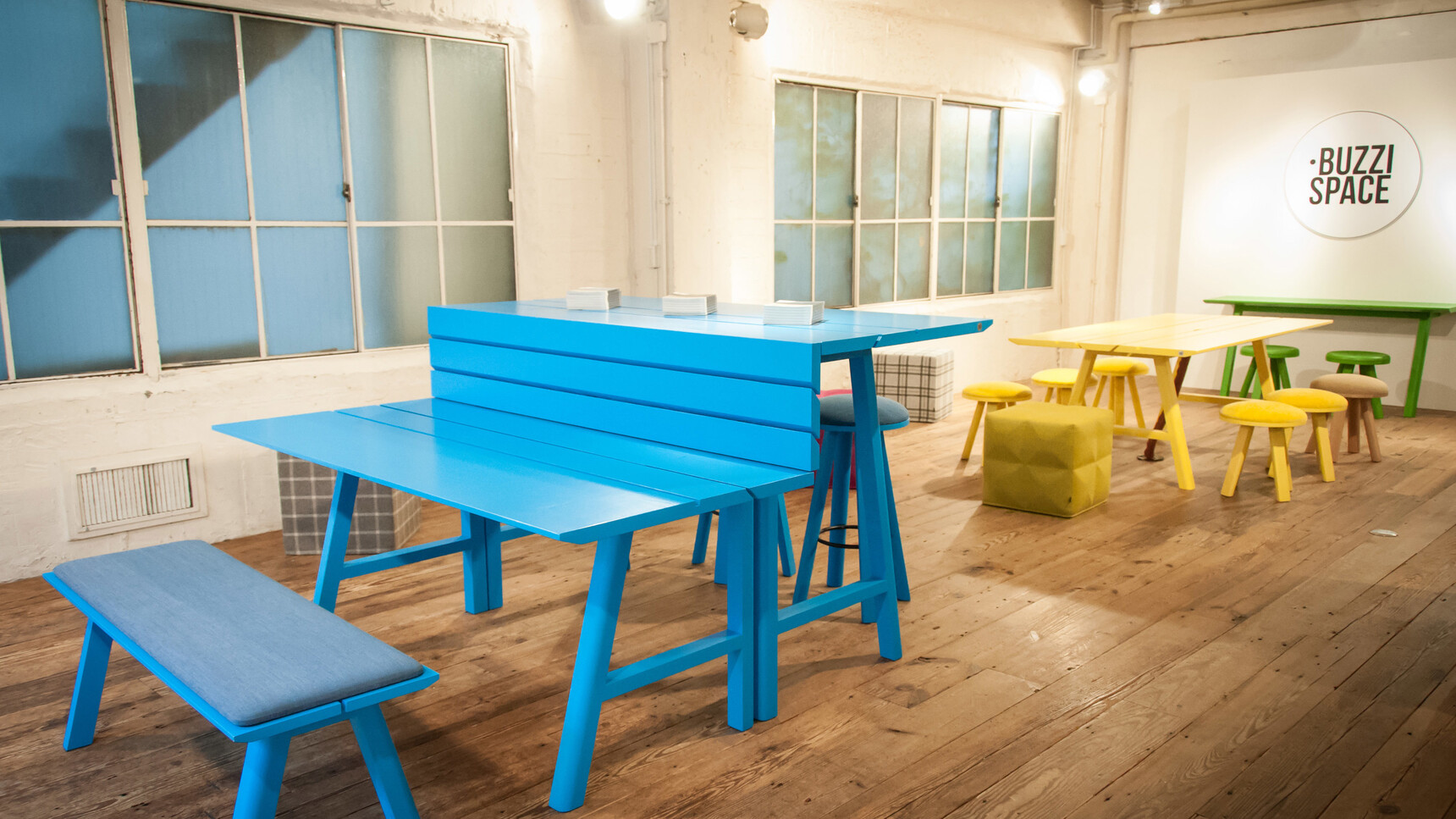 Buzzi Space BuzziMilk Stools At Table Family Image