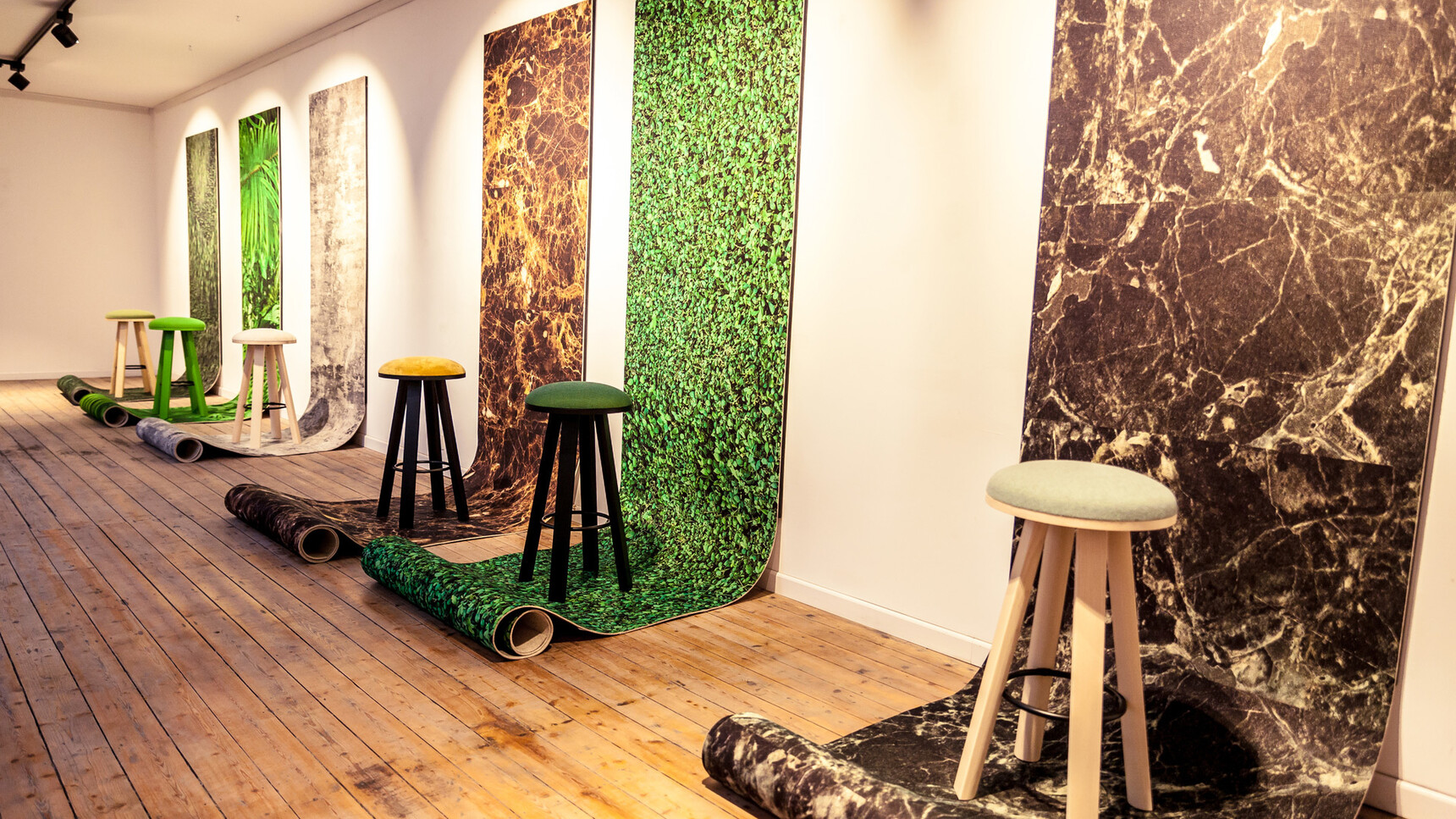 Various Buzzi Space BuzziMilk Bar Stools In Showroom Setting