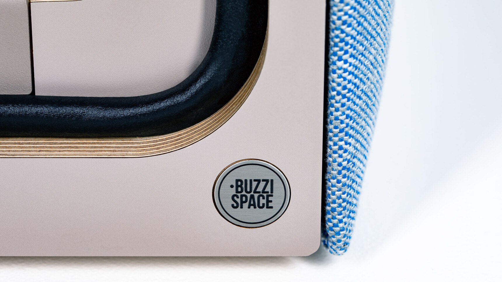 Buzzi Space BuzziNest Booth With Blue Upholstery Detail Image