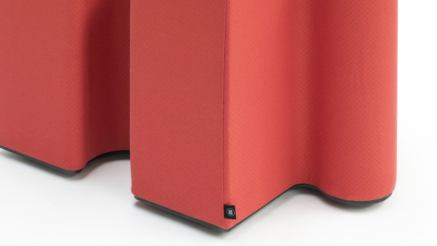 Buzzi Space BuzziPuzzle High Acoustic Element In Orange Upholstery On White Background Showing The Base Detail Image