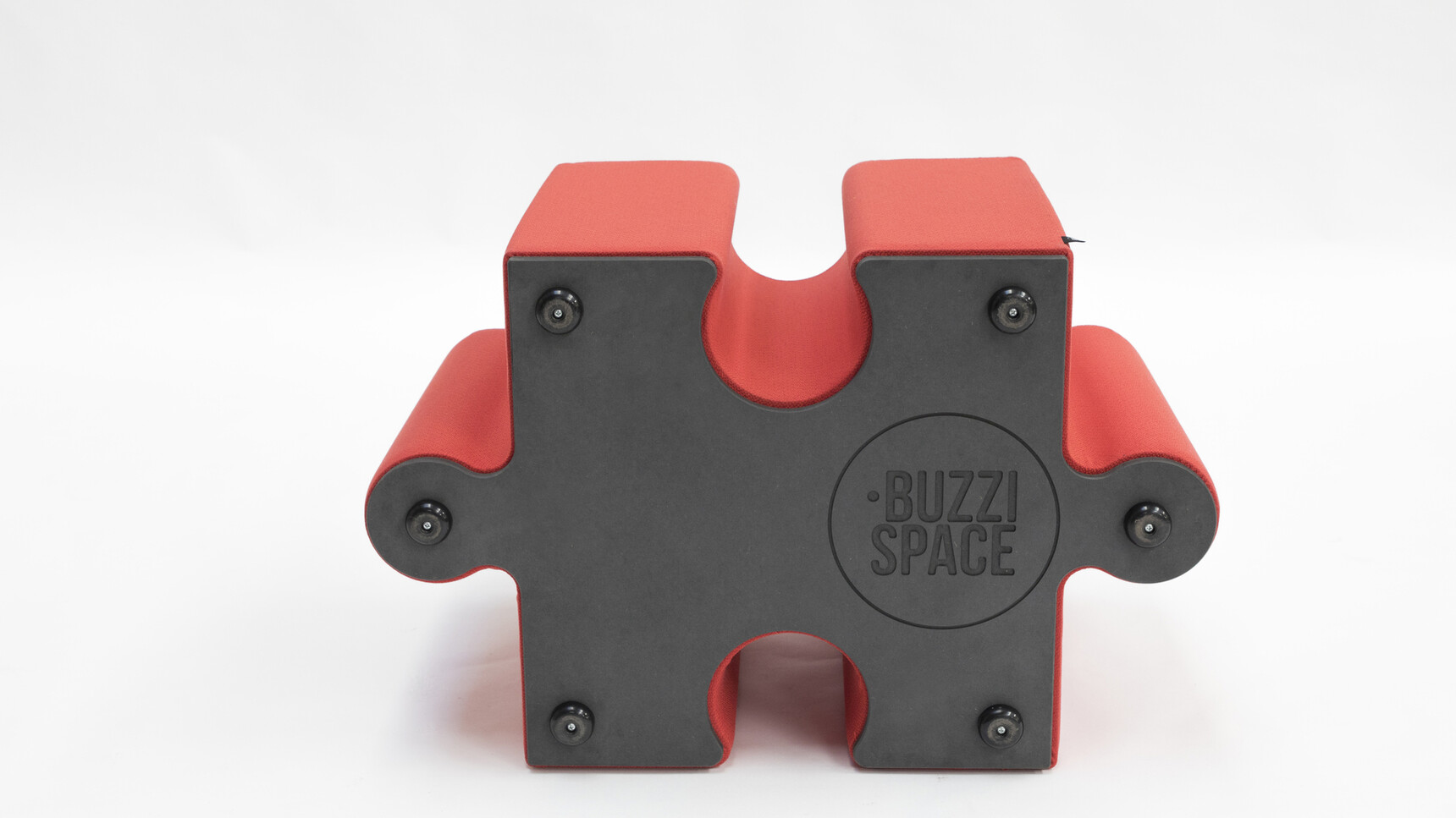 Buzzi Space BuzziPuzzle High Acoustic Element In Orange Upholstery On White Background Showing Underneath The Element Detail Image