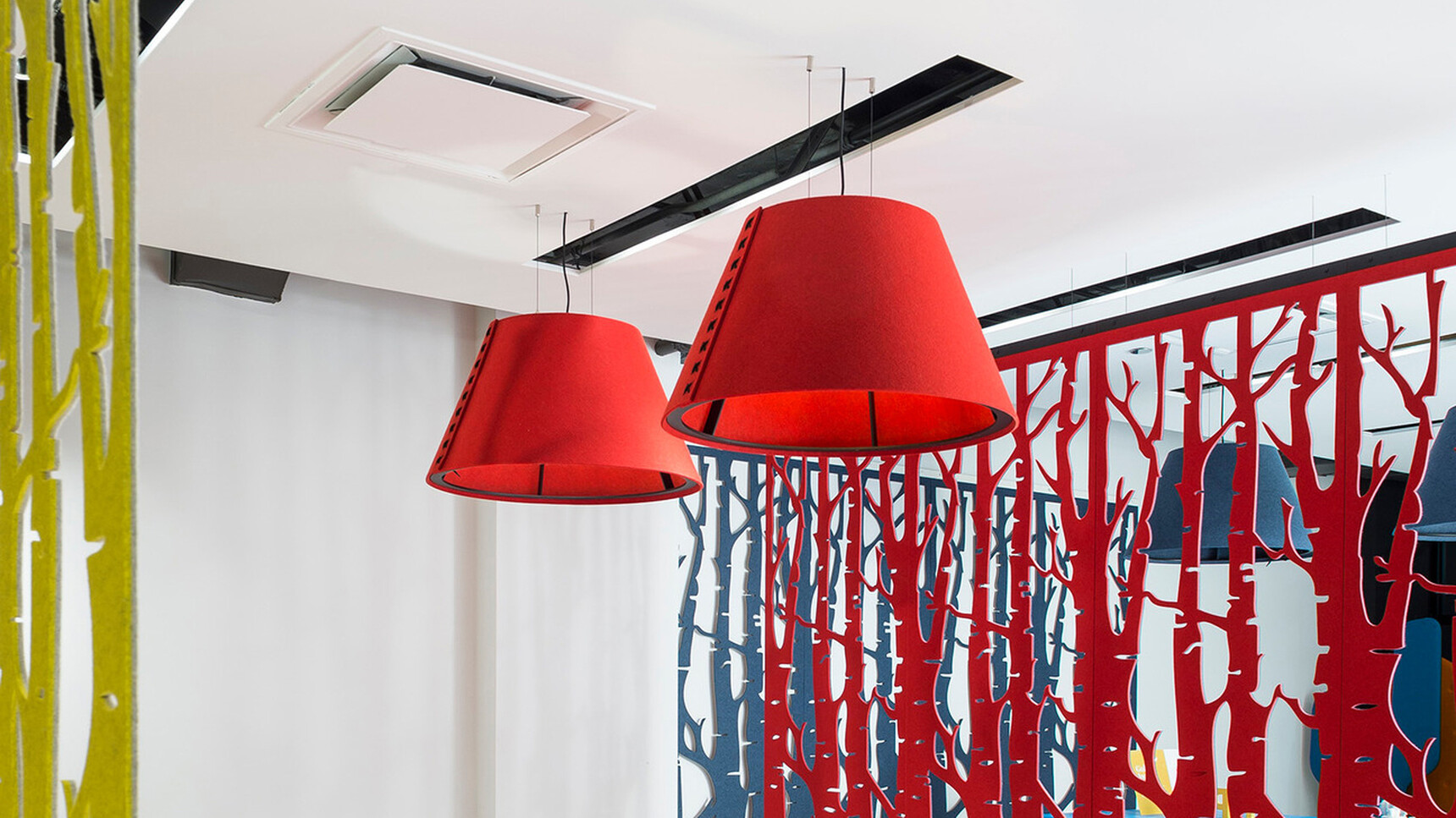 Buzzi Space BuzziFalls Office Divider In Red Finish Birch Design