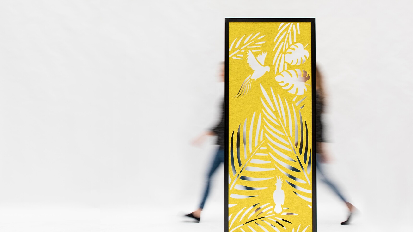 Buzzi Space BuzziFalls Standing Office Divider With Yellow Upholstery Family Image