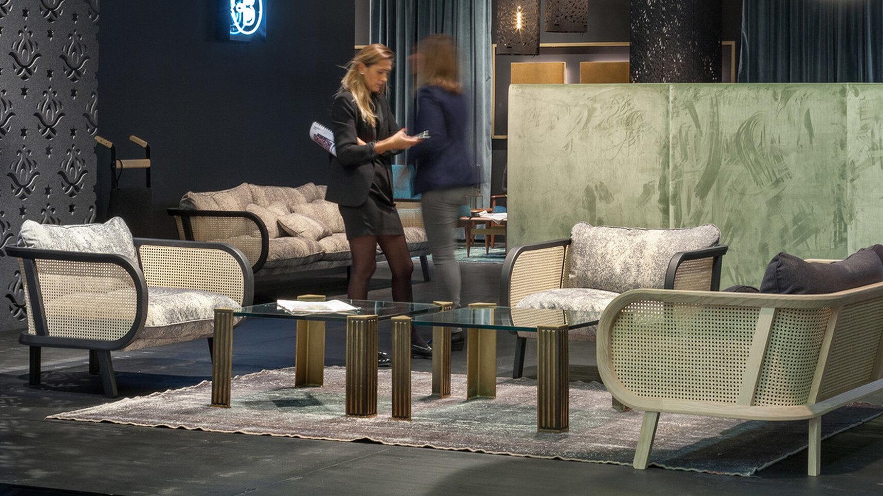 Buzzi Space BuzziCane Lounge Chairs In Showroom Environment