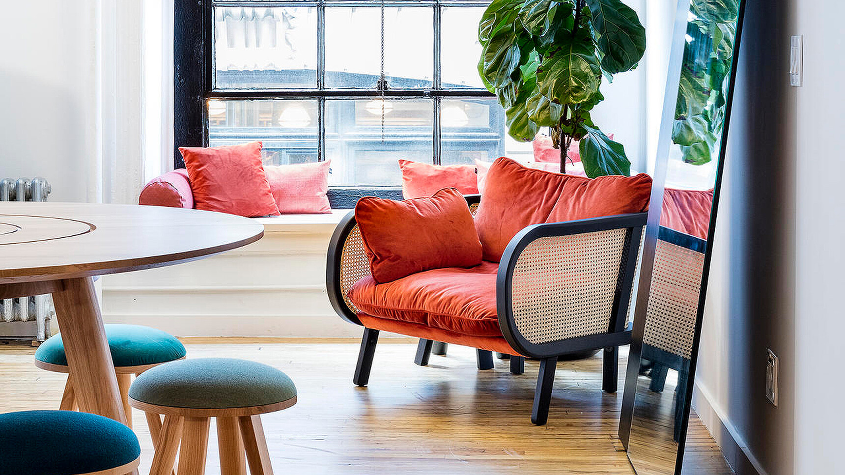 Buzzi Space BuzziCane Lounge Chair With Orange Upholstery Family Image